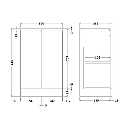 [BFRA823] 500 F/S 2-Door Unit - Technical Drawing