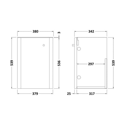 [BFRC1452] 400 Wall Hung 1-Door Unit - Technical Drawing