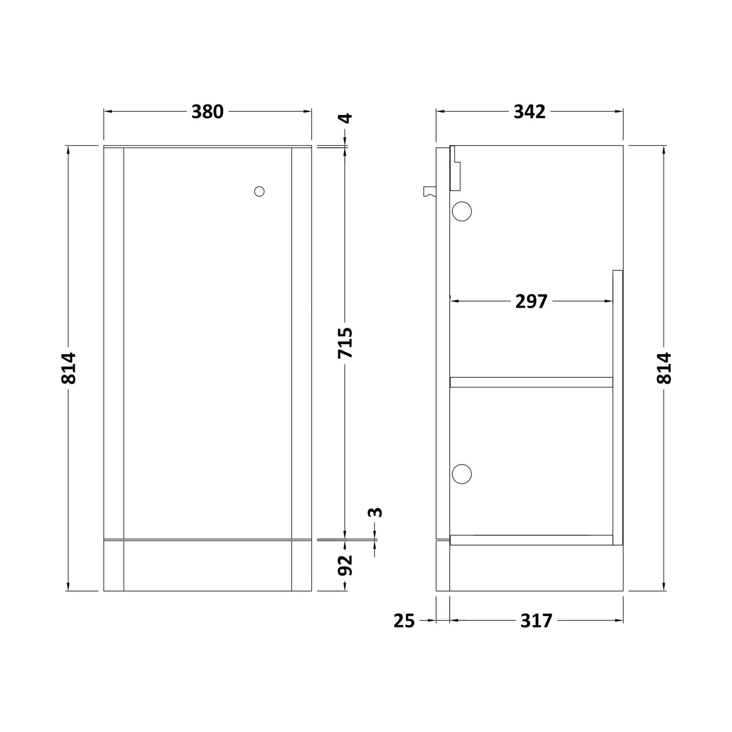 [BFRC802] 400 Floor Standing 1-Door Unit - Technical Drawing