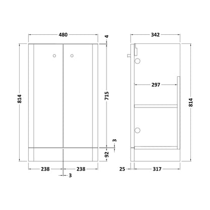 [BFRC803] 500 Floor Standing 2-Door Unit - Technical Drawing