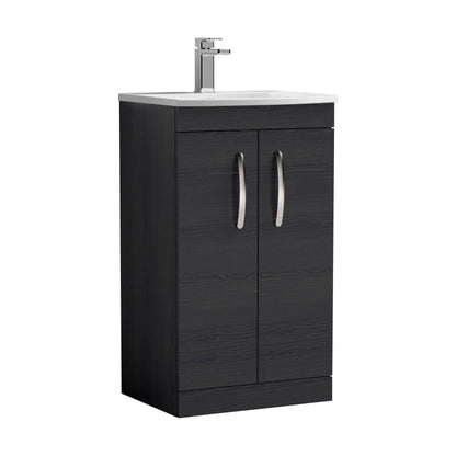 [BFRI005G] Millwich Contemporary 2 Door Floor Standing Vanity Unit with Curved Basin, Charcoal Black, 500mm - Cutout