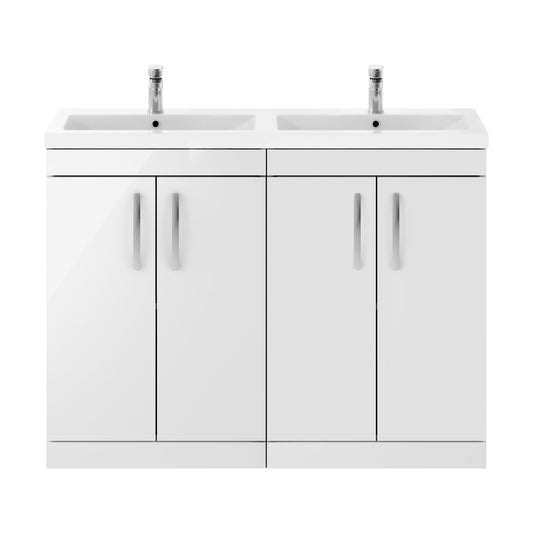 [BFRI027F] Millwich Contemporary 4 Door Floor Standing Vanity Unit with Basin, Gloss White, 1200mm - Cutout