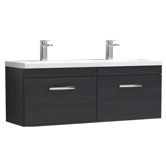 [BFRI040F] Millwich Contemporary 2 Drawer Wall Hung Vanity Unit with Basin, Charcoal Black, 1200mm - Cutout