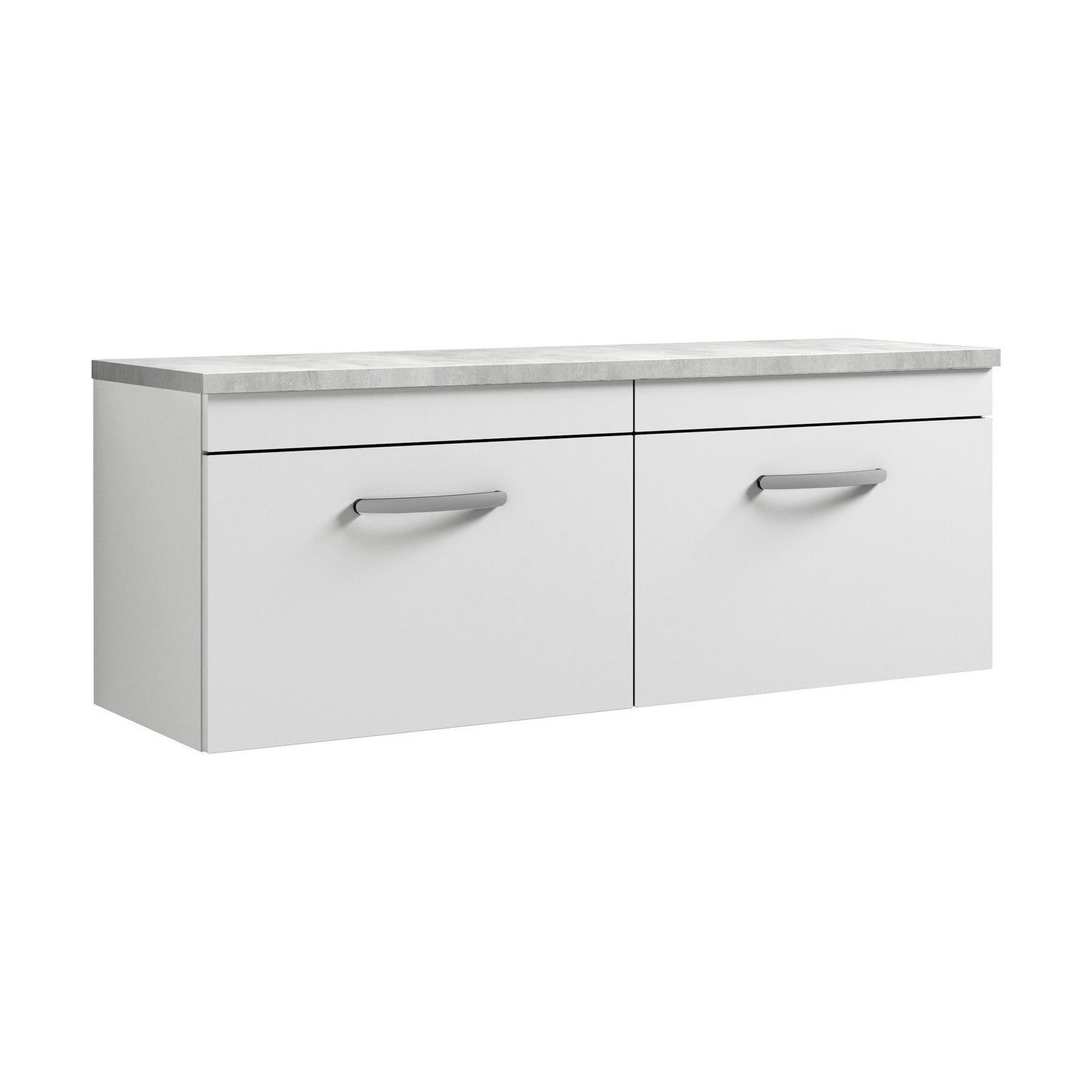 [BFRI041LBG2] Millwich Contemporary 2 Drawer Wall Hung Vanity Unit with Laminate Black Galaxy Granite Worktop, Gloss White, 1200mm - Cutout