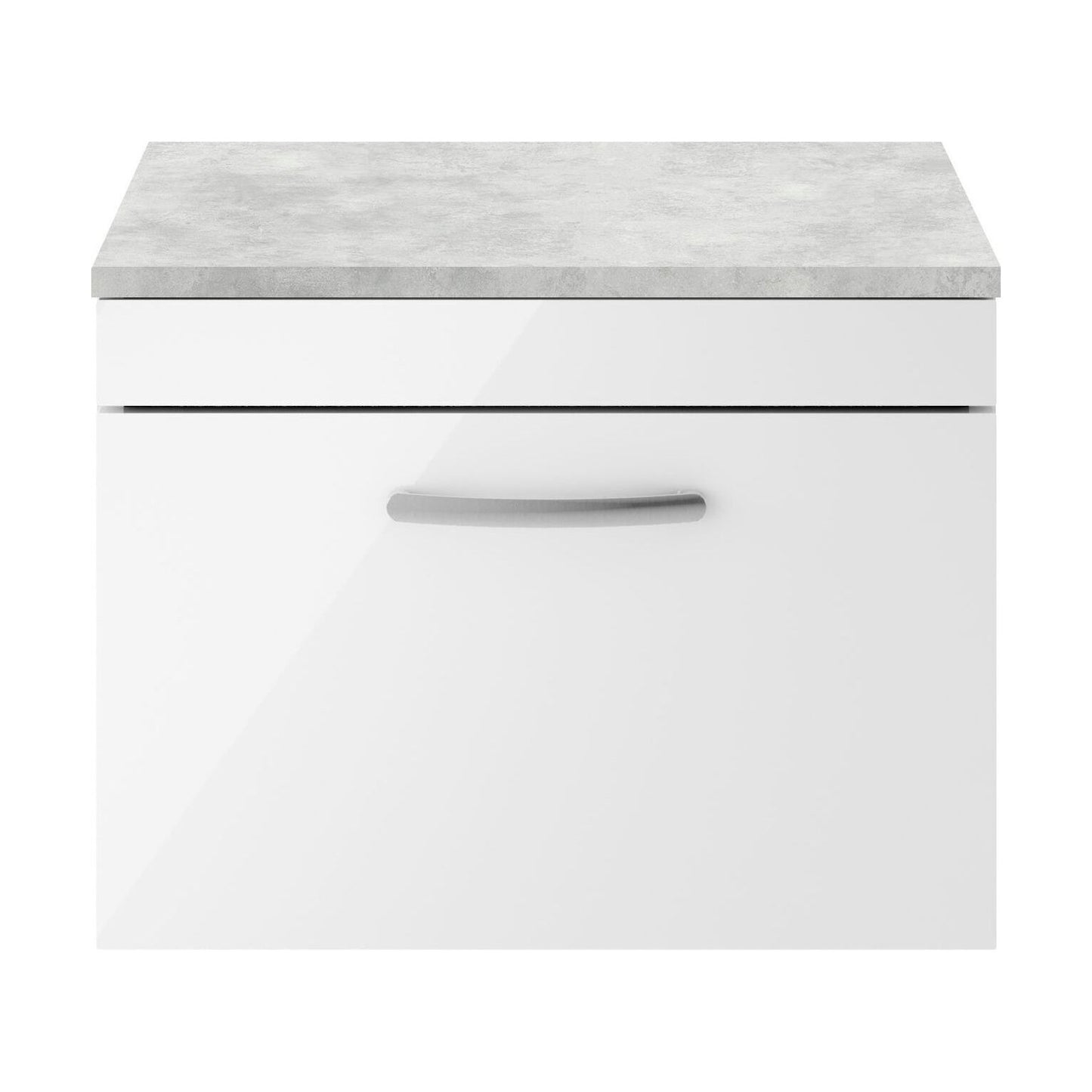 [BFRI041LBG] Millwich Contemporary 1 Drawer Wall Hung Vanity Unit with Laminate Black Galaxy Granite Worktop, 600mm - Cutout