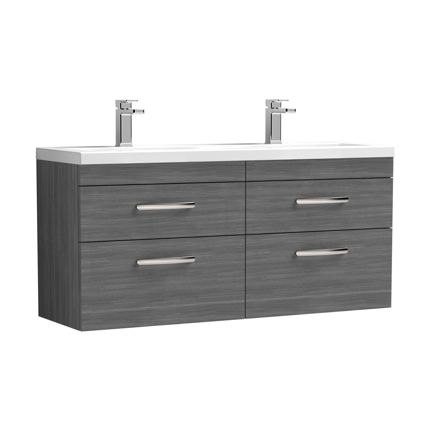 [BFRI046F] Millwich Contemporary 4 Drawer Wall Hung Vanity Unit with Basin, Anthracite Woodgrain, 1200mm - Cutout