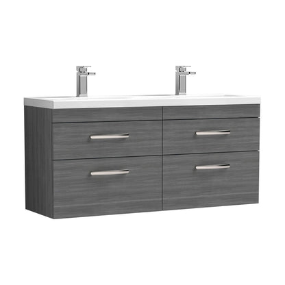 [BFRI046F] Millwich Contemporary 4 Drawer Wall Hung Vanity Unit with Basin, Anthracite Woodgrain, 1200mm - Cutout