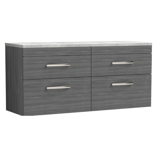 [BFRI046LBG2] Millwich Contemporary 4 Drawer Wall Hung Vanity Unit with Laminate Black Galaxy Granite Worktop, Anthracite Woodgrain, 1200mm - Cutout