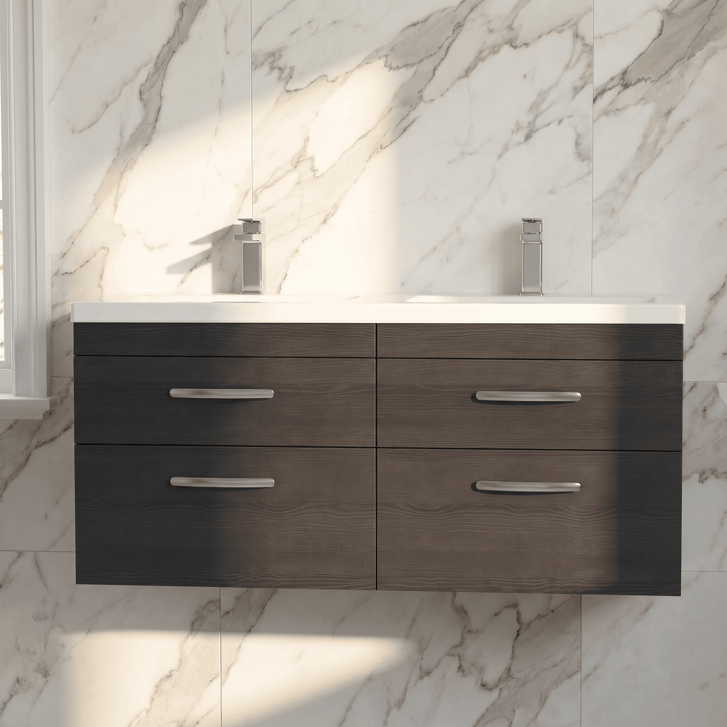 [BFRI047F] Millwich Contemporary 4 Drawer Wall Hung Vanity Unit with Basin - Choice of Colour - Silo
