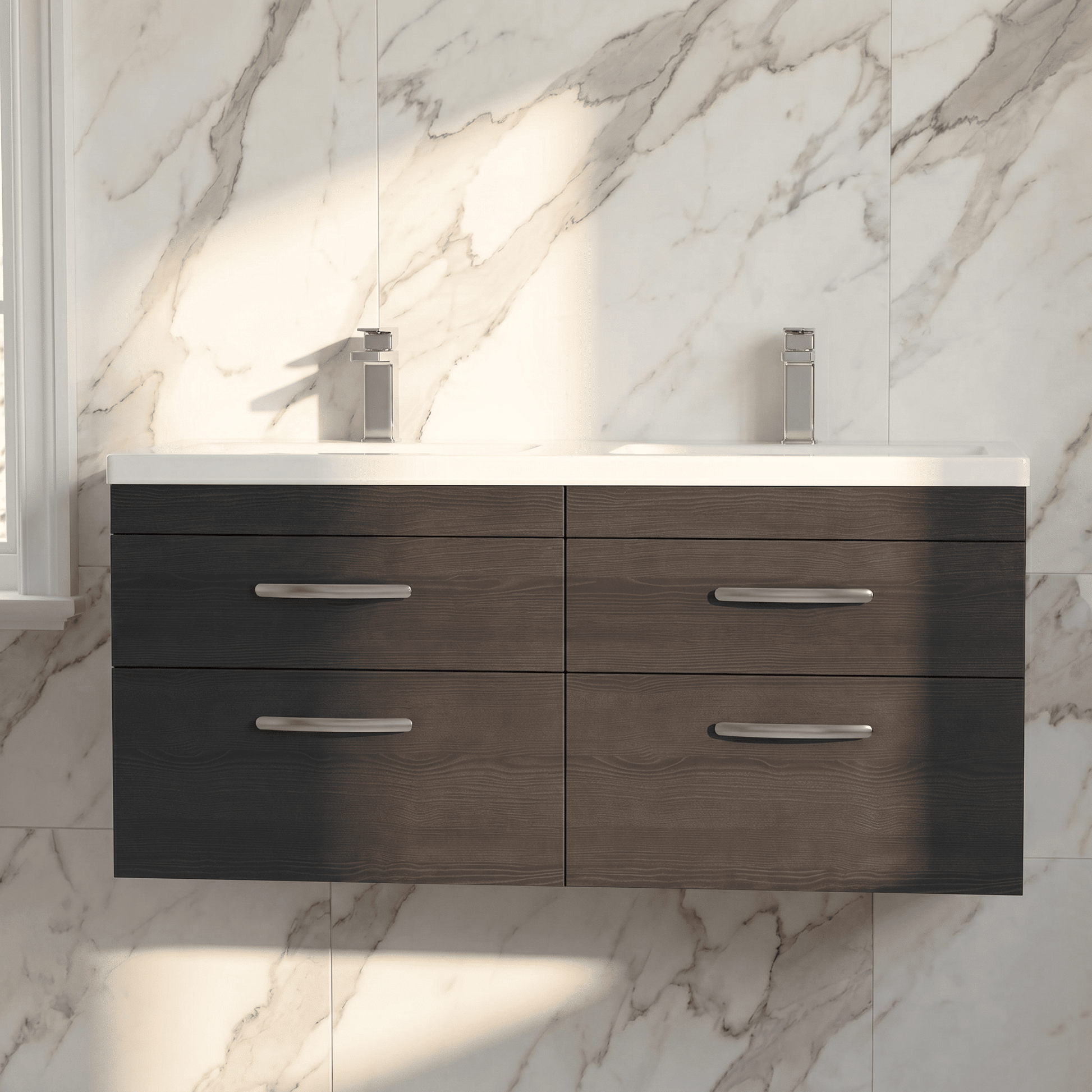 [BFRI047F] Millwich Contemporary 4 Drawer Wall Hung Vanity Unit with Basin - Choice of Colour - Silo