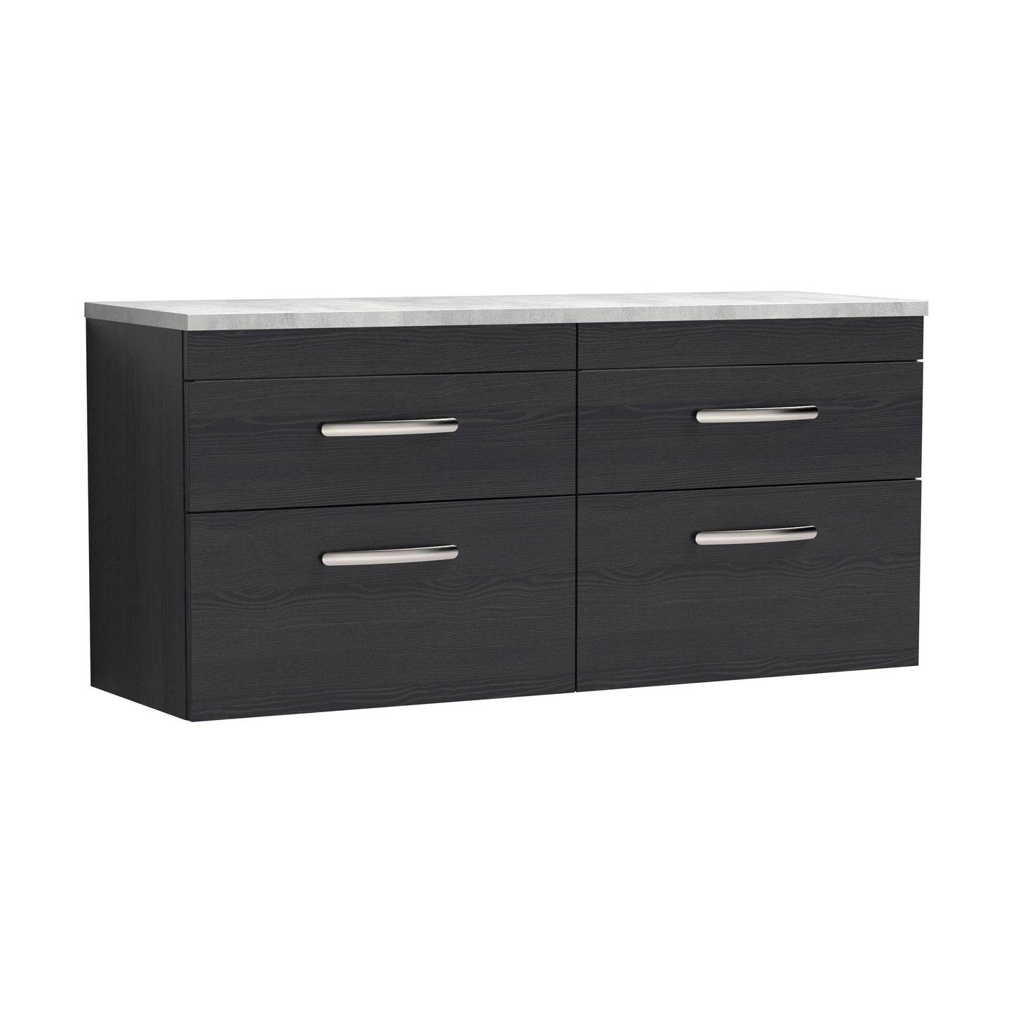 [BFRI047LBG2] Millwich Contemporary 4 Drawer Wall Hung Vanity Unit with Laminate Black Galaxy Granite Worktop, Charcoal Black, 1200mm - Cutout