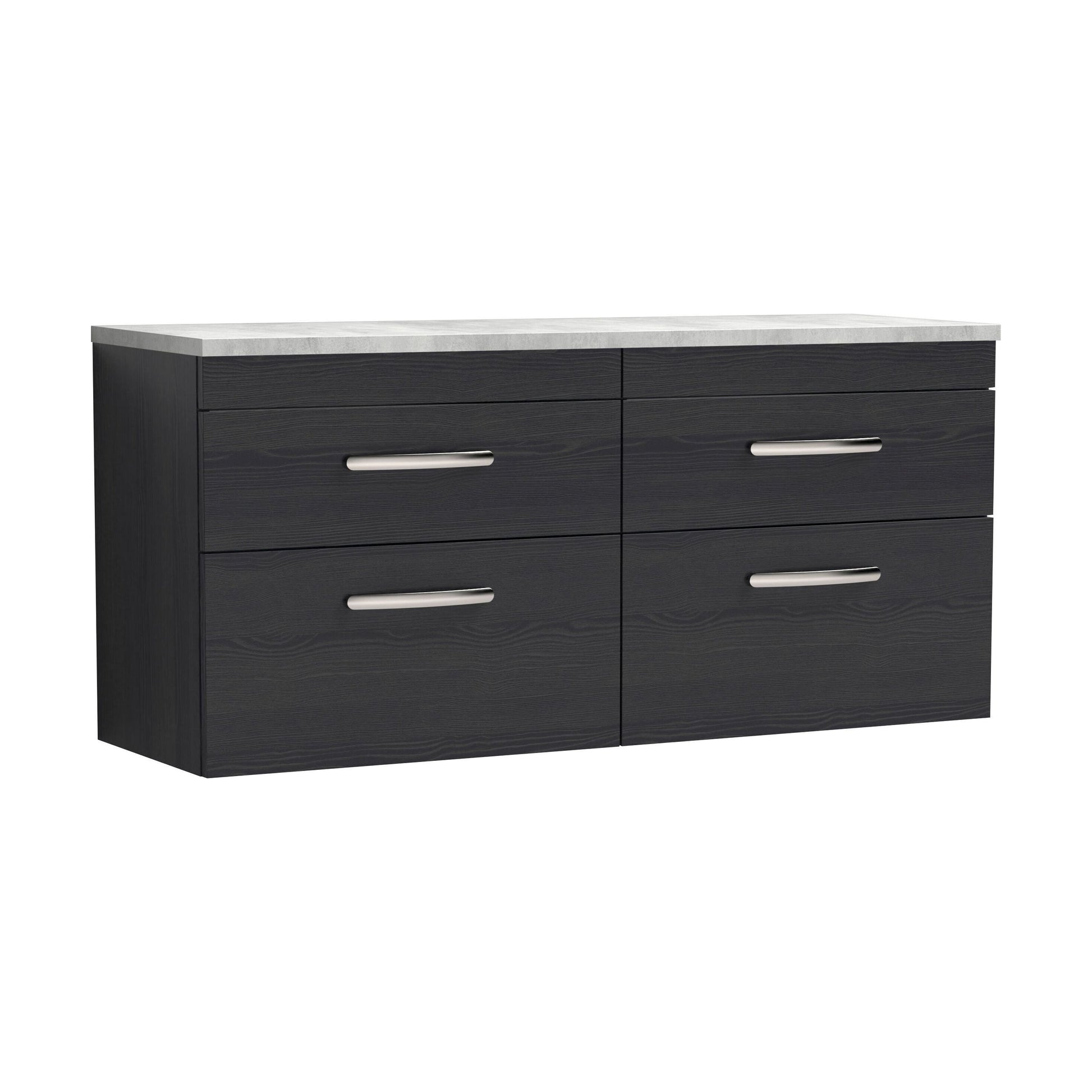 [BFRI047LBG2] Millwich Contemporary 4 Drawer Wall Hung Vanity Unit with Laminate Black Galaxy Granite Worktop, Charcoal Black, 1200mm - Cutout