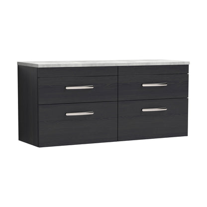 [BFRI047LBG2] Millwich Contemporary 4 Drawer Wall Hung Vanity Unit with Laminate Black Galaxy Granite Worktop, Charcoal Black, 1200mm - Cutout