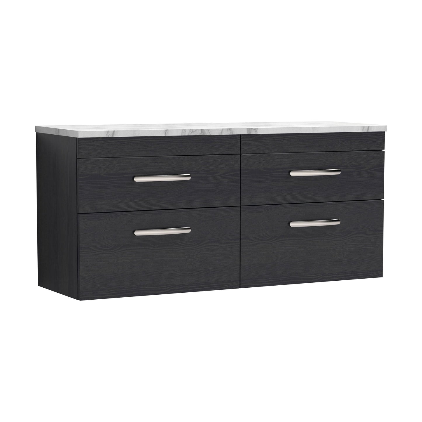 [BFRI047LCM2] Millwich Contemporary 4 Drawer Wall Hung Vanity Unit with Laminate Carrara Marble Worktop, Charcoal Black, 1200mm - Cutout