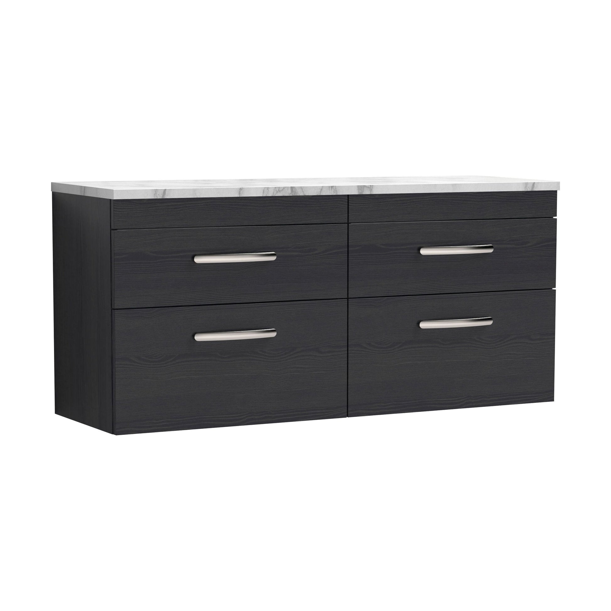 [BFRI047LCM2] Millwich Contemporary 4 Drawer Wall Hung Vanity Unit with Laminate Carrara Marble Worktop, Charcoal Black, 1200mm - Cutout