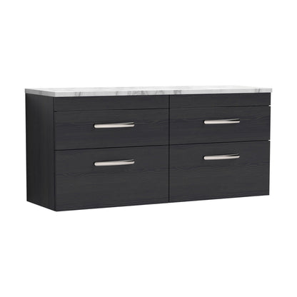 [BFRI047LCM2] Millwich Contemporary 4 Drawer Wall Hung Vanity Unit with Laminate Carrara Marble Worktop, Charcoal Black, 1200mm - Cutout