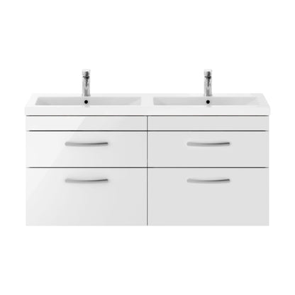 [BFRI048F] Millwich Contemporary 4 Drawer Wall Hung Vanity Unit with Basin, Gloss White, 1200mm - Cutout