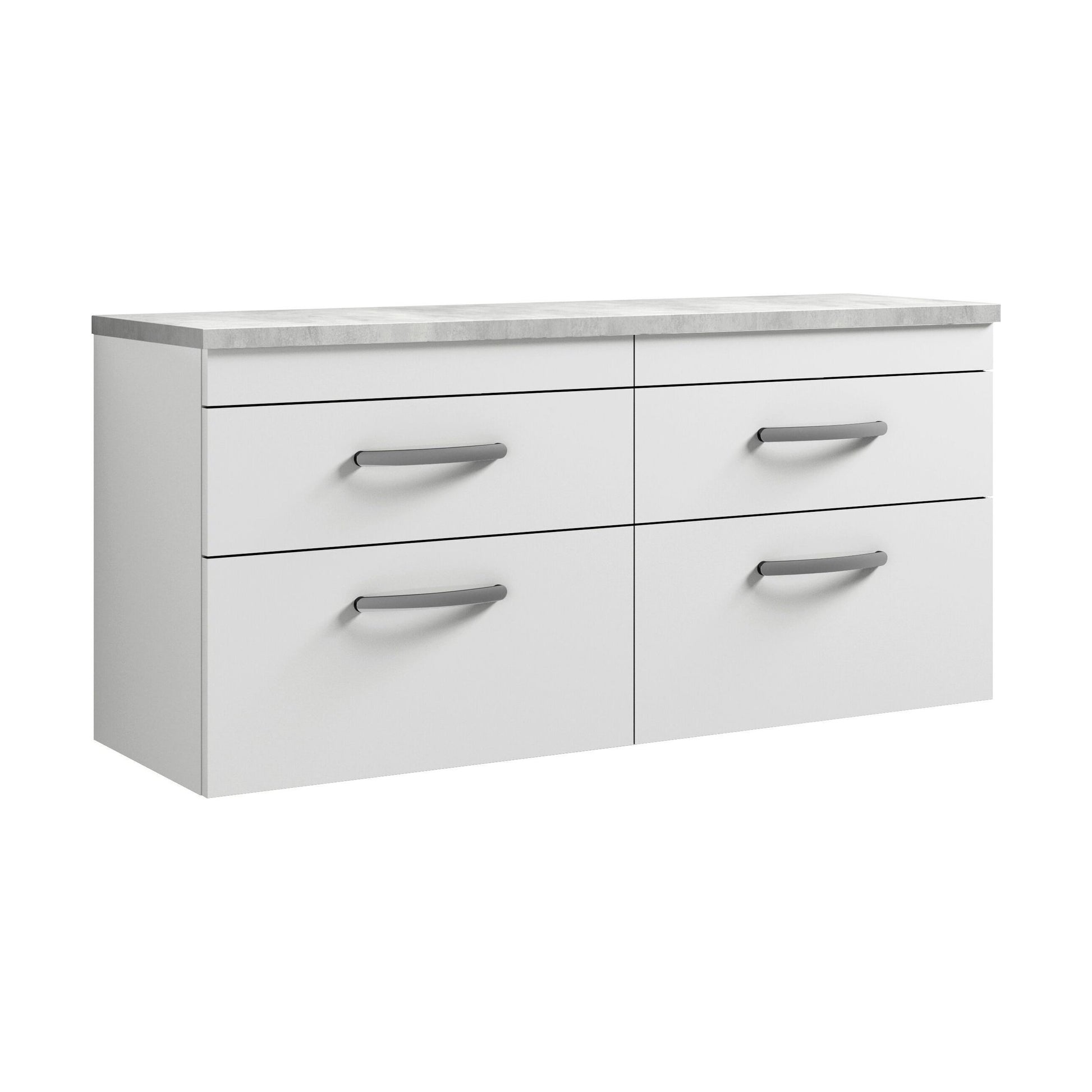 [BFRI048LBG2] Millwich Contemporary 4 Drawer Wall Hung Vanity Unit with Laminate Black Galaxy Granite Worktop, Gloss White, 1200mm - Cutout
