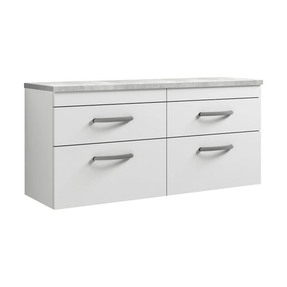 [BFRI048LBG2] Millwich Contemporary 4 Drawer Wall Hung Vanity Unit with Laminate Black Galaxy Granite Worktop, Gloss White, 1200mm - Cutout