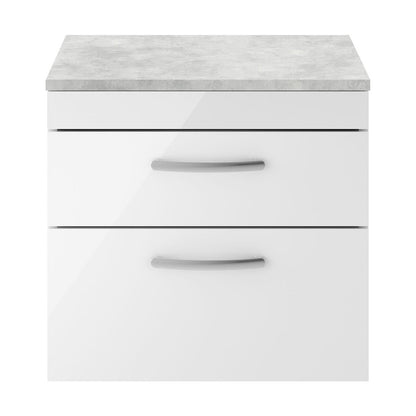 [BFRI048LBG] Millwich Contemporary 2 Drawer Wall Hung Vanity Unit with Laminate Black Galaxy Granite Worktop, 600mm - Cutout
