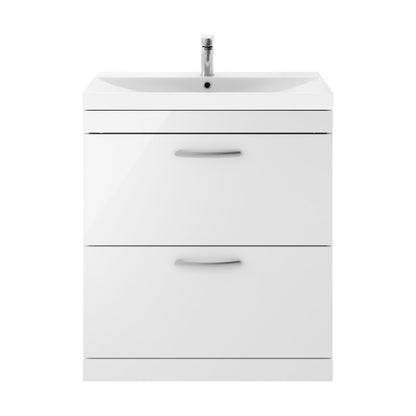 [BFRI055D] Millwich Contemporary 2 Drawer Floor Standing Vanity Unit with Thin Edge Basin, Gloss White, 800mm - Cutout