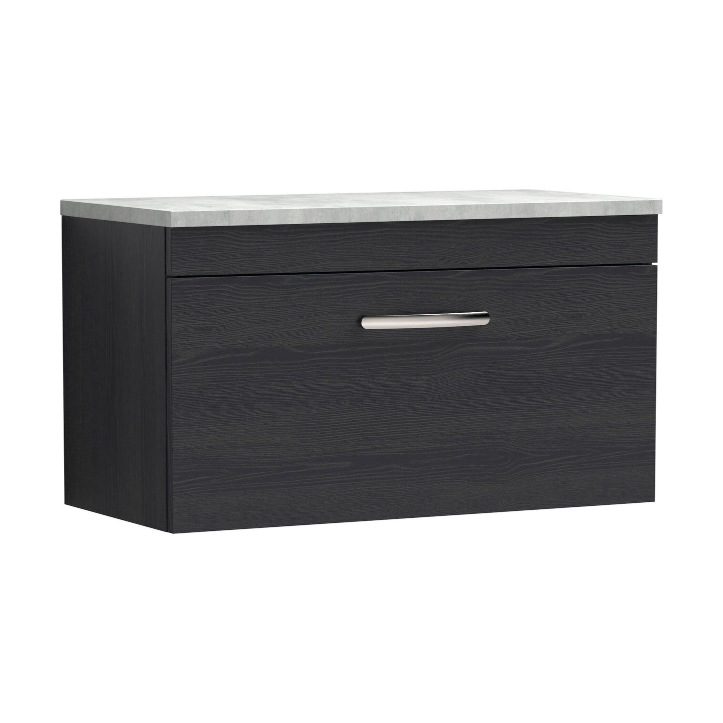 [BFRI061LBG] Millwich Contemporary 1 Drawer Wall Hung Vanity Unit with Laminate Black Galaxy Granite Worktop, Charcoal Black, 800mm - Cutout