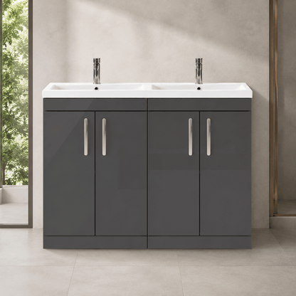 [BFRI075F] Millwich Contemporary 4 Door Floor Standing Vanity Unit with Basin - Choice of Colour - Silo