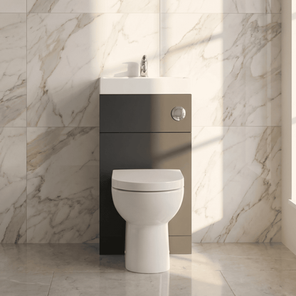 [BFRI1445CB] Modern Bathroom Floor Standing 2 in 1 Combination Basin and WC Toilet Unit - 500 x 355mm, Dark Grey - Silo