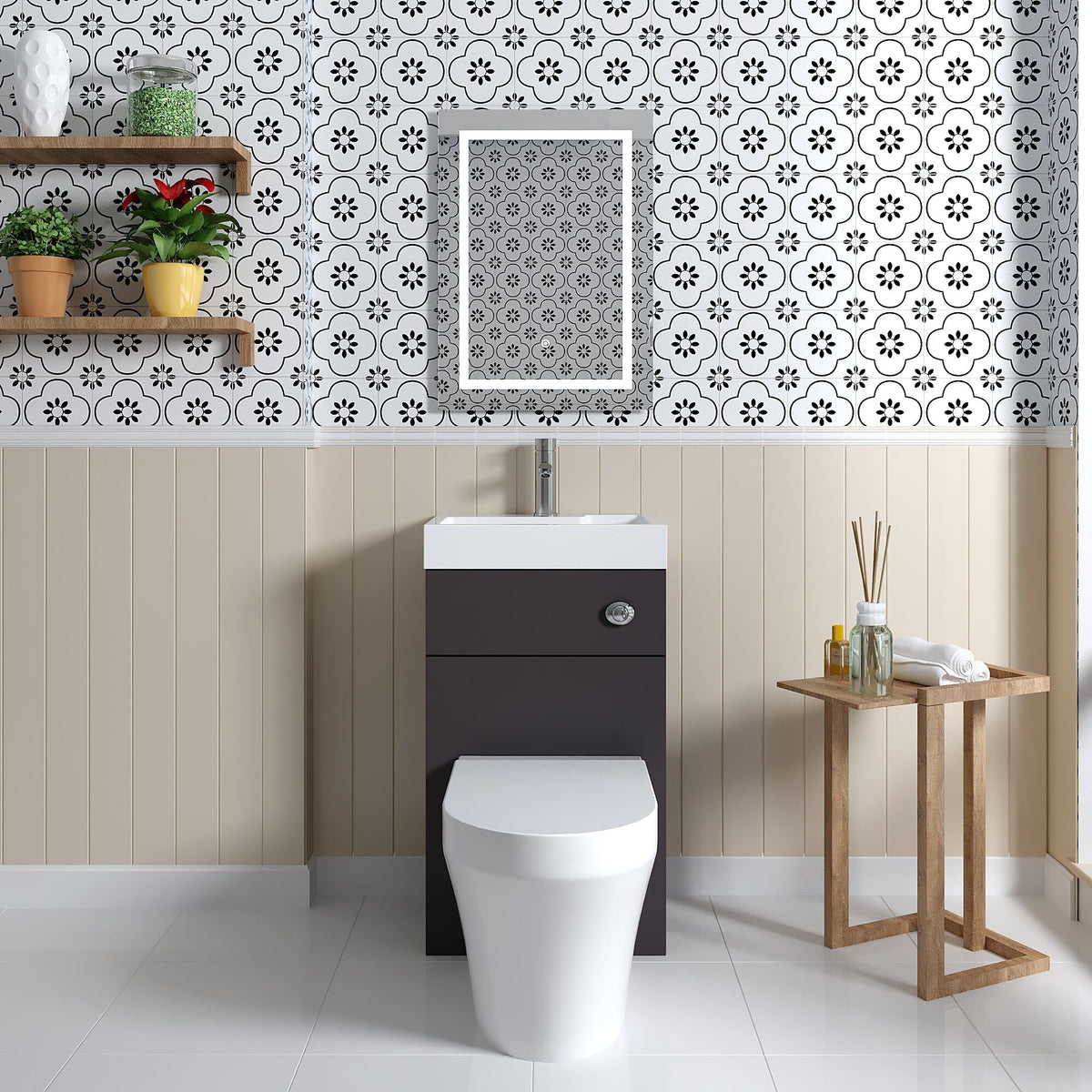 [BFRI945CB] Millwich 500mm Floor Standing Combination Basin and WC Unit - Choice of Colour - Lifestyle 1
