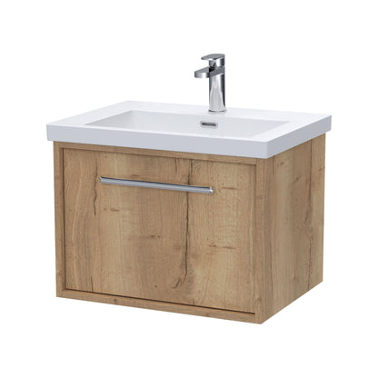 [BFRS1894L] Sturbridge Contemporary Wall Hung 1 Drawer Vanity Unit with 1 Tap Hole Contemporary Fireclay Basin - Choice of Size and Colour - Cutout