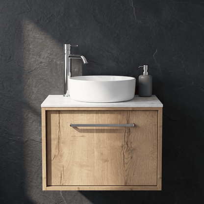 [BFRS1894WMT] Sturbridge Contemporary Wall Hung 1 Drawer Vanity Unit with White Marble Top - Choice of Size and Colour - Silo