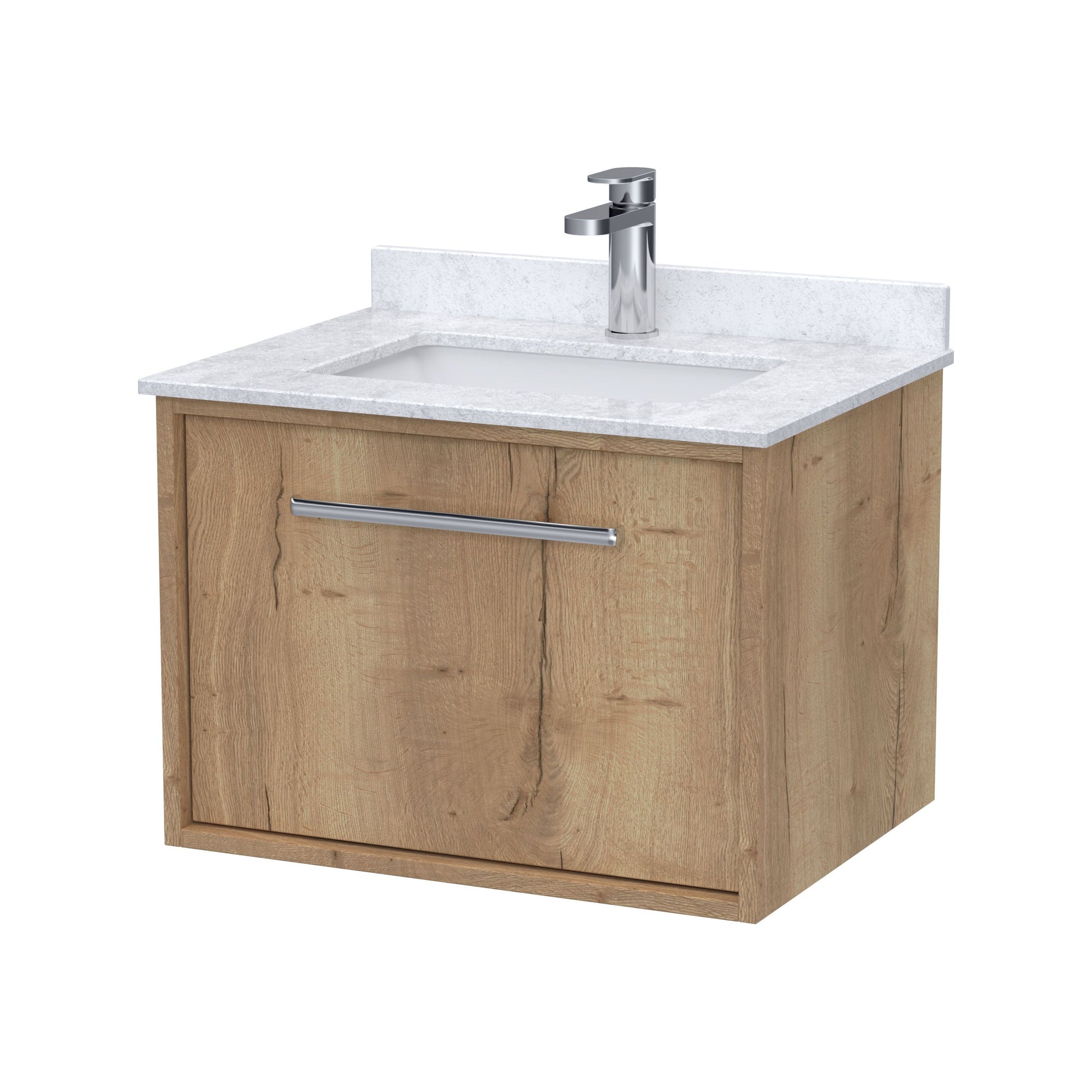 [BFRS1894WS1] Sturbridge Contemporary Wall Hung 1 Drawer Vanity Unit with Marble Top and Basin - Choice of Size and Colour - Cutout