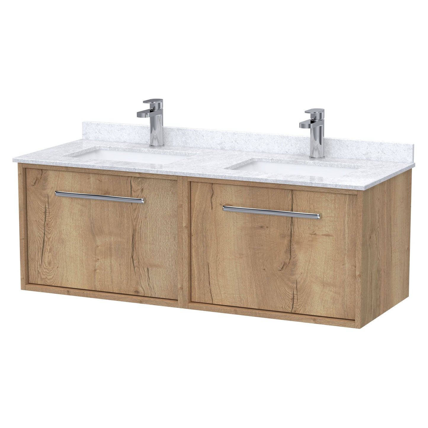 [BFRS1894WS2] Sturbridge Contemporary Wall Hung 2 Drawer 1200mm Vanity Unit with Marble Top and Basin - Choice of Colour - Cutout