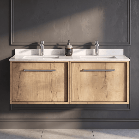 [BFRS1894WS2] Sturbridge Contemporary Wall Hung 2 Drawer 1200mm Vanity Unit with Marble Top and Basin - Choice of Colour - Silo