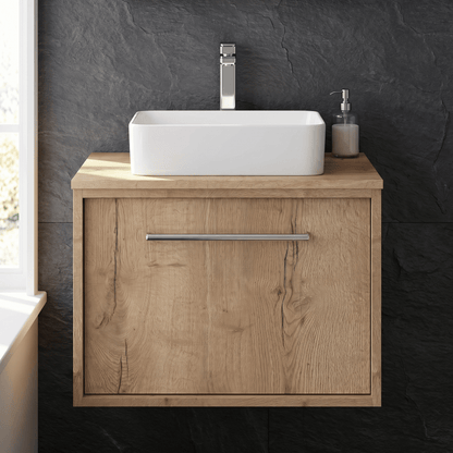 [BFRS1894W] Sturbridge Contemporary Wall Hung 1 Drawer Vanity Unit with Laminate Worktop - Choice of Size and Colour - Silo
