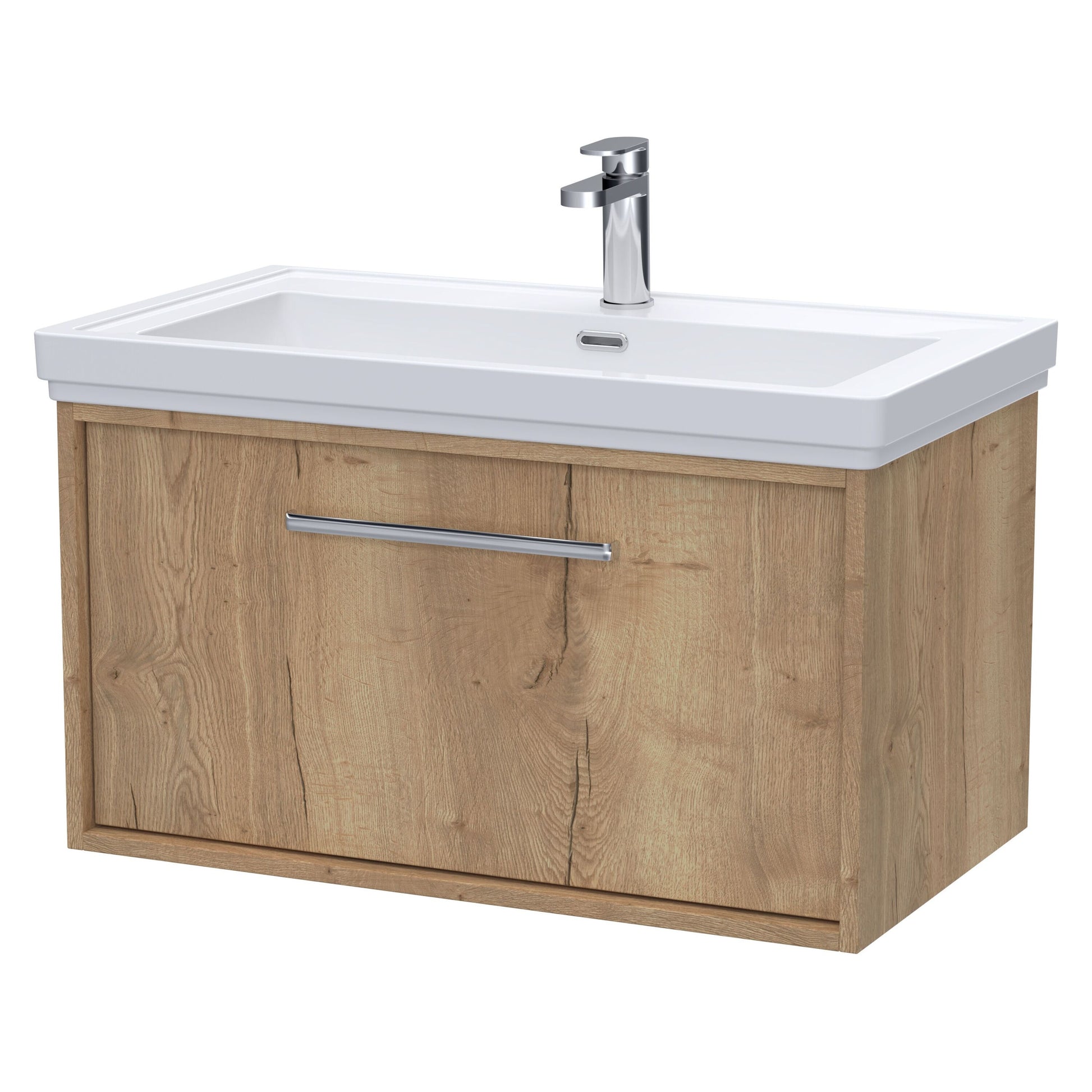 [BFRS1896A] Sturbridge Contemporary Wall Hung 1 Drawer Vanity Unit with Traditional 1 Tap Hole Fireclay Basin - Choice of Size and Colour - Cutout