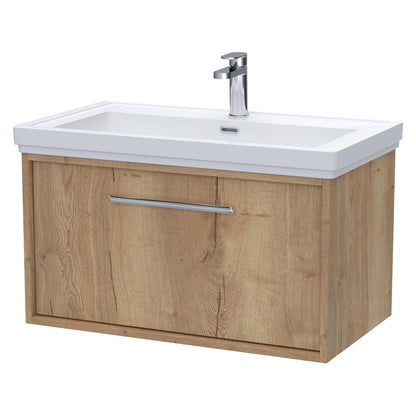 [BFRS1896A] Sturbridge Contemporary Wall Hung 1 Drawer Vanity Unit with Traditional 1 Tap Hole Fireclay Basin - Choice of Size and Colour - Cutout