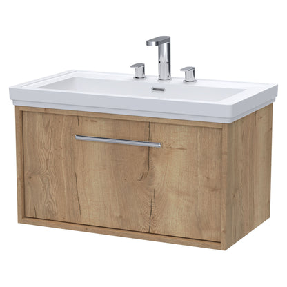 [BFRS1896B] Sturbridge Contemporary Wall Hung 1 Drawer Vanity Unit with Traditional 3 Tap Hole Fireclay Basin - Choice of Size and Colour - Cutout