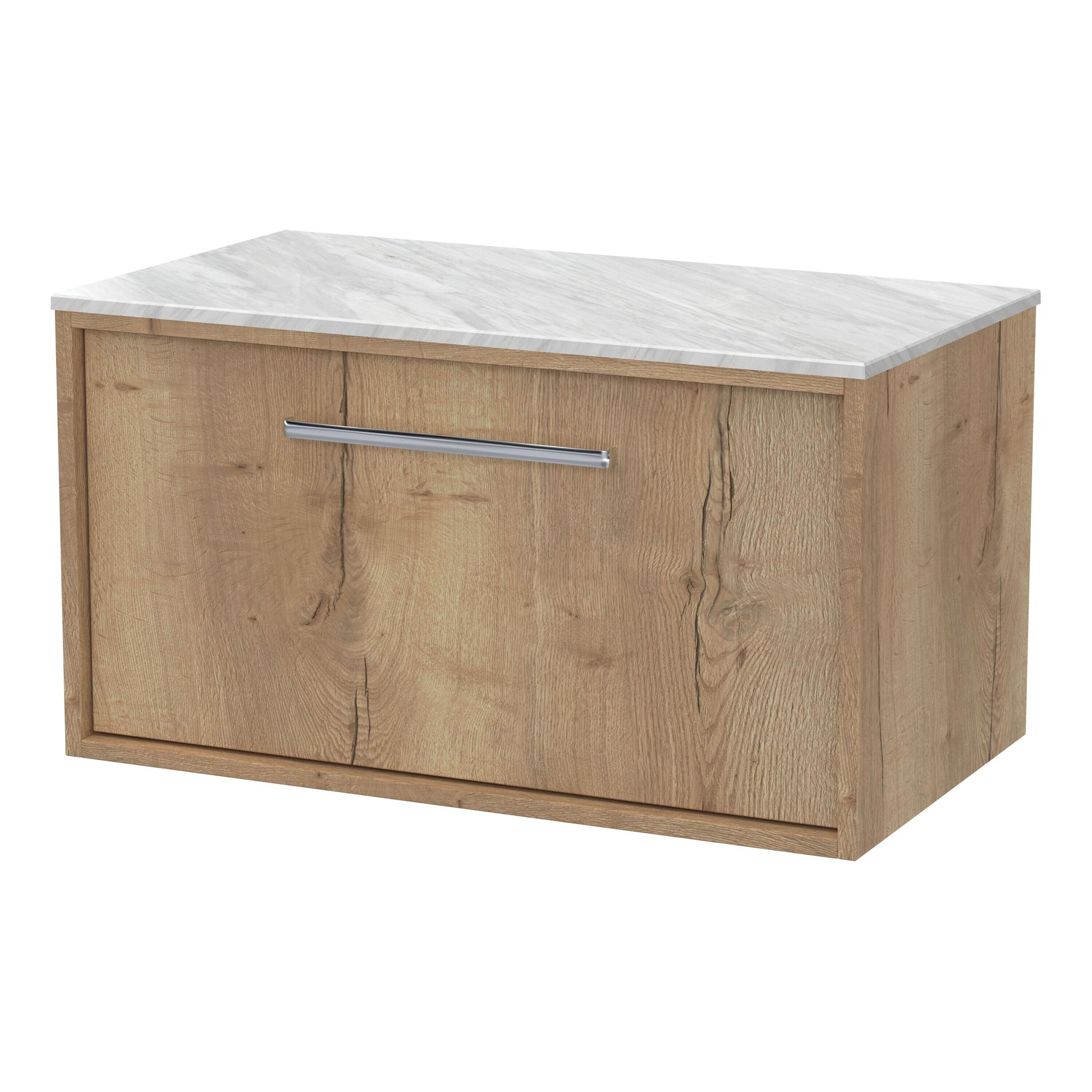 [BFRS1896GMT] Sturbridge Contemporary Wall Hung 1 Drawer Vanity Unit with Grey Marble Top - Choice of Size and Colour - Cutout