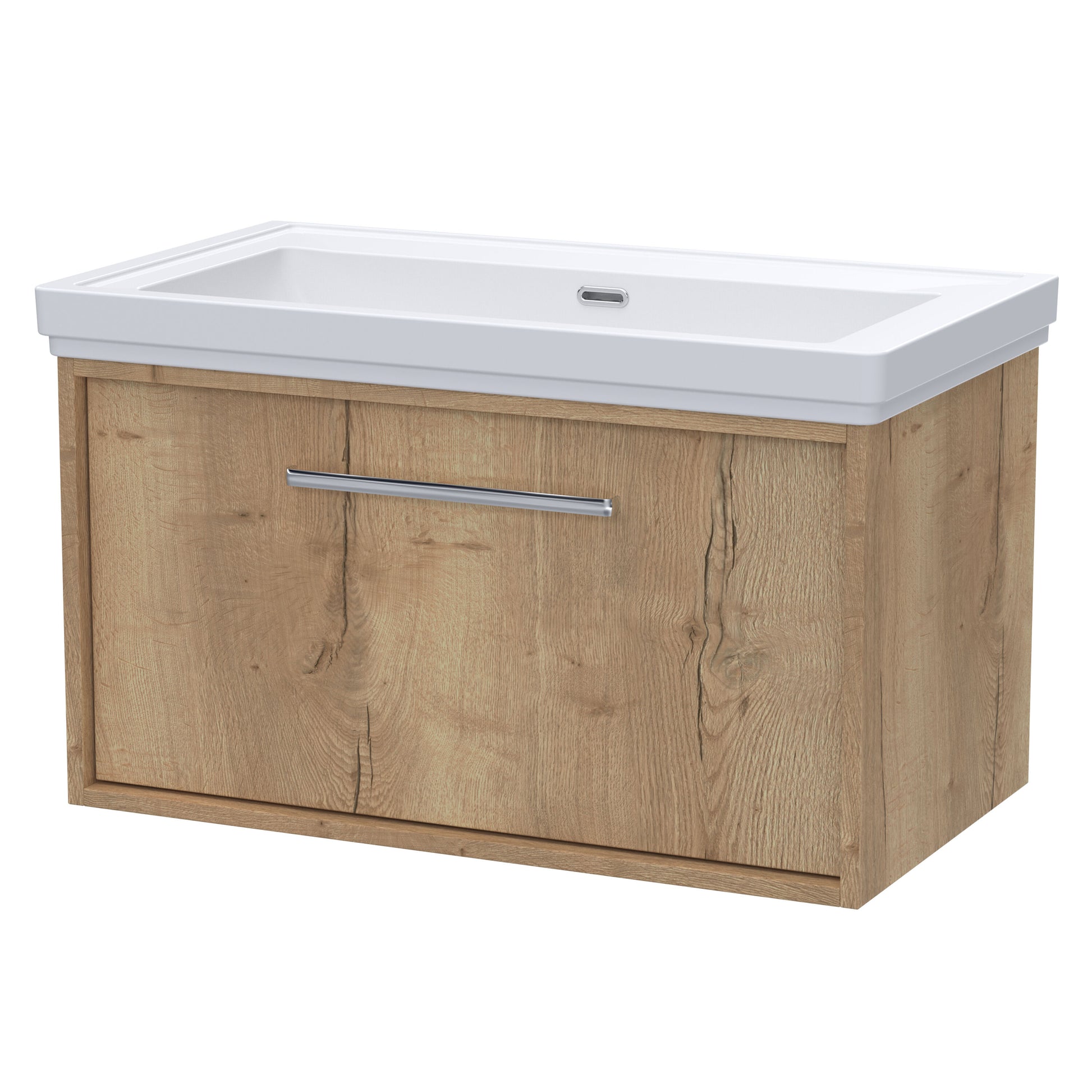 [BFRS1896H] Sturbridge Contemporary Wall Hung 1 Drawer Vanity Unit with Traditional 0 Tap Hole Fireclay Basin - Choice of Size and Colour - Cutout