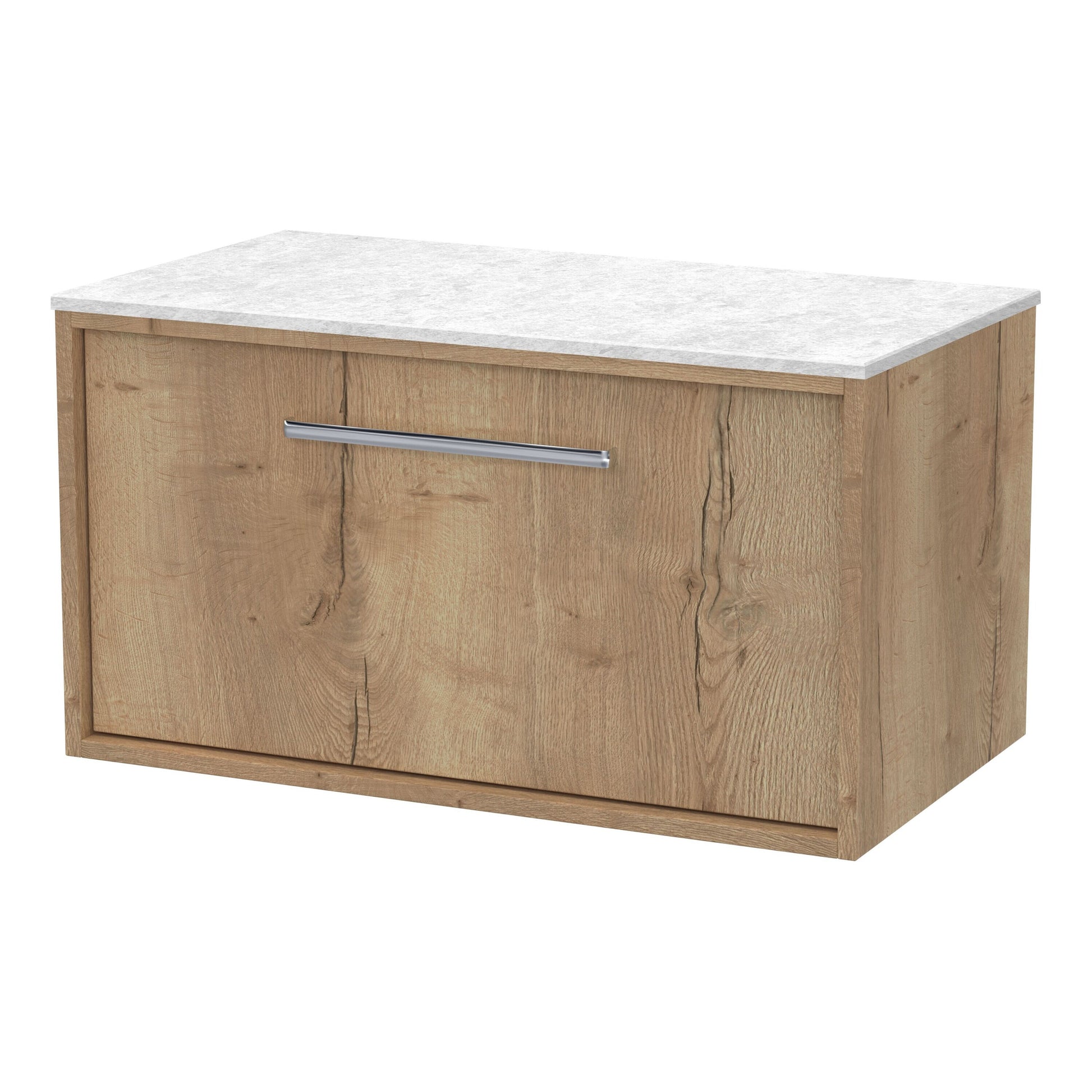 [BFRS1896WMT] Sturbridge Contemporary Wall Hung 1 Drawer Vanity Unit with White Marble Top - Choice of Size and Colour - Cutout
