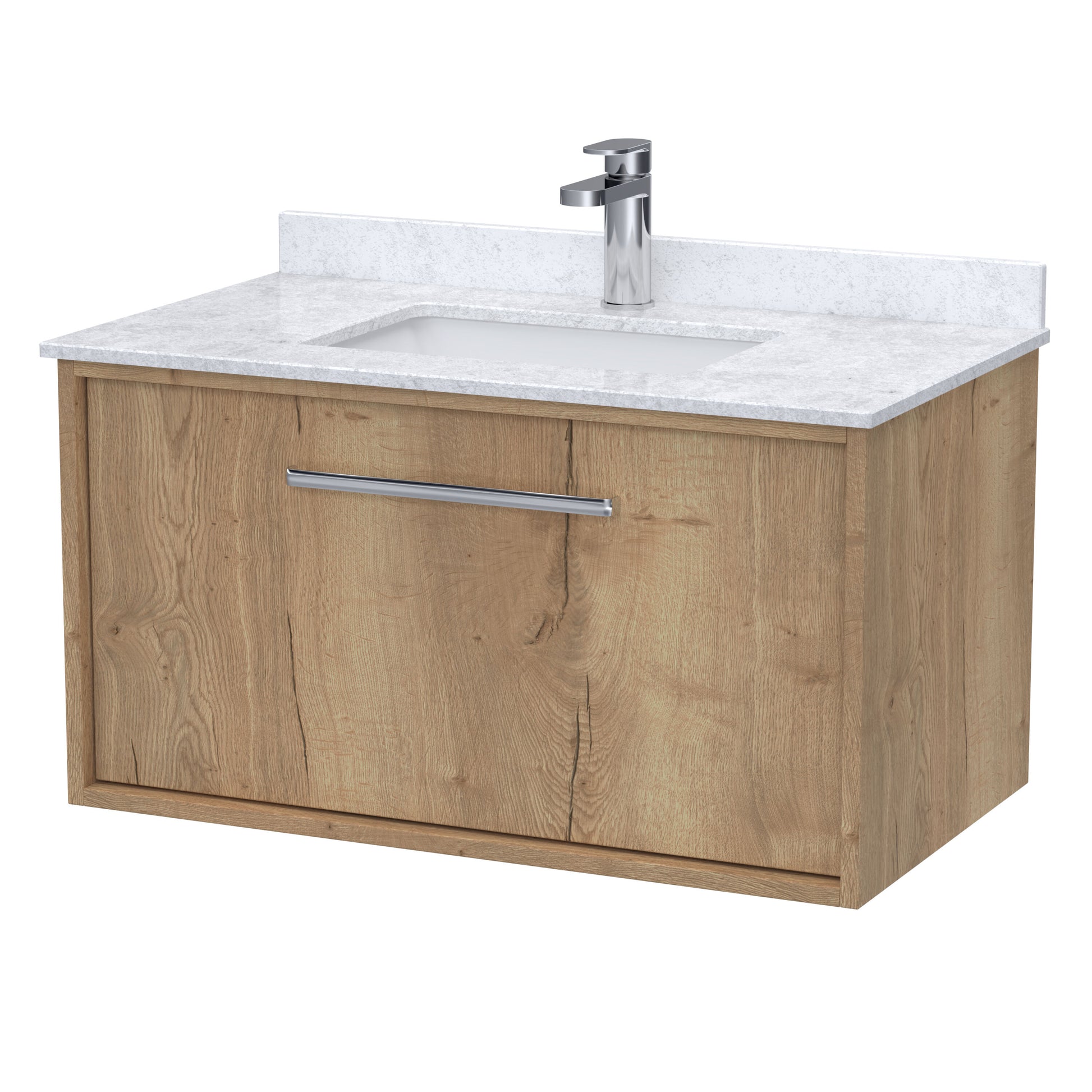 [BFRS1896WS1] Sturbridge Contemporary Wall Hung 1 Drawer Vanity Unit with Marble Top and Basin - Choice of Size and Colour - Cutout
