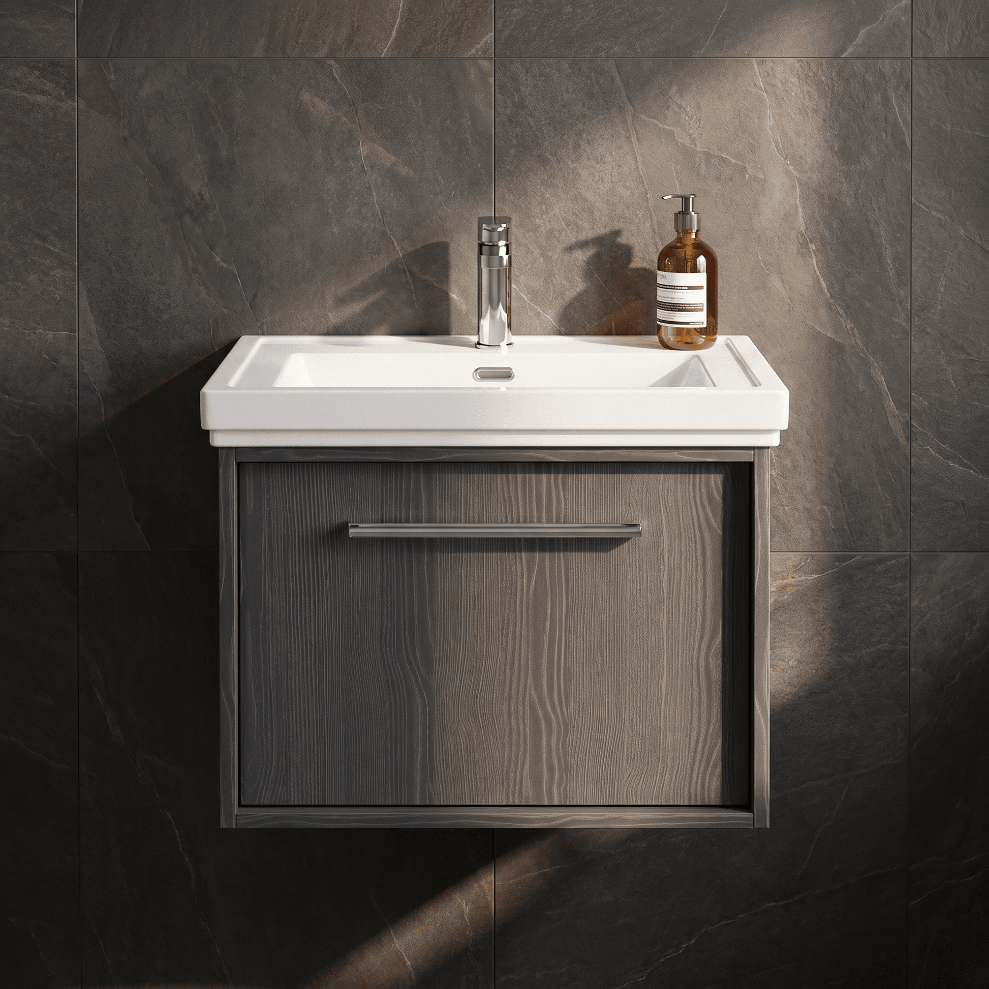 [BFRS2294A] Sturbridge Contemporary Wall Hung 1 Drawer Vanity Unit with Traditional 1 Tap Hole Fireclay Basin - Choice of Size and Colour - Silo