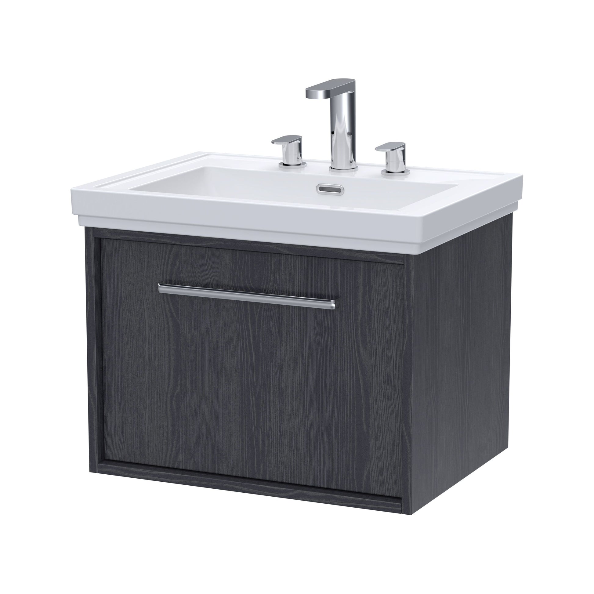 [BFRS2294B] Sturbridge Contemporary Wall Hung 1 Drawer Vanity Unit with Traditional 3 Tap Hole Fireclay Basin - Choice of Size and Colour - Cutout
