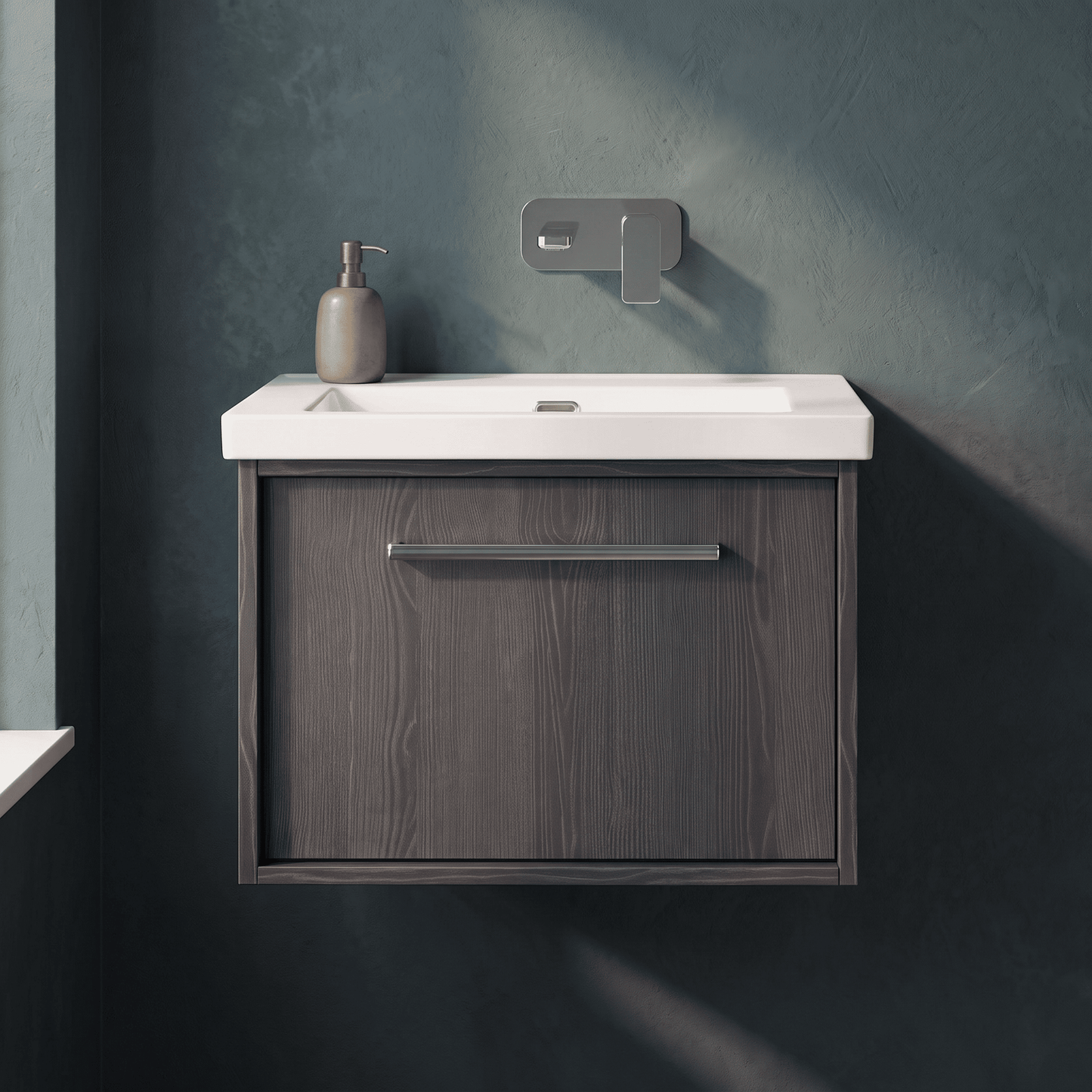 [BFRS2294K] Sturbridge Contemporary Wall Hung 1 Drawer Vanity Unit with 0 Tap Hole Fireclay Basin - Choice of Size and Colour - Silo