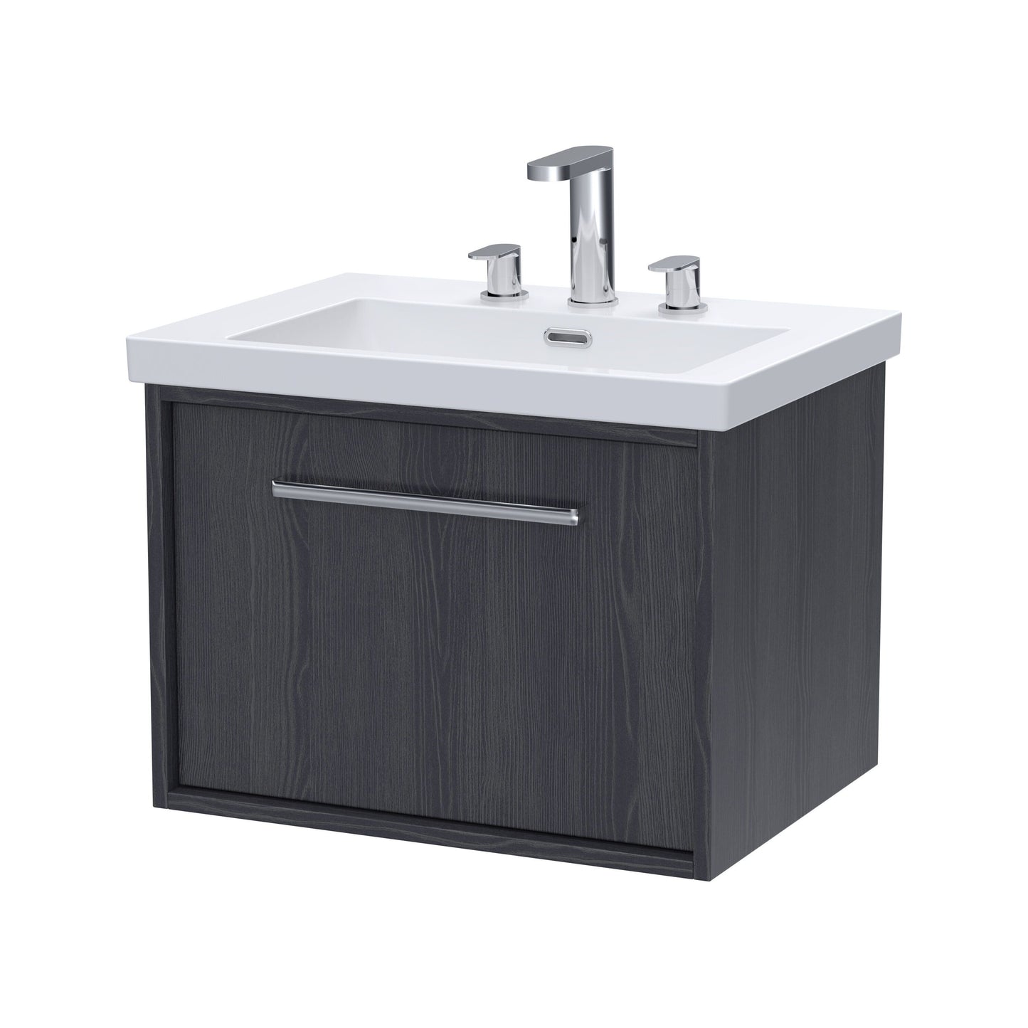 [BFRS2294M] Sturbridge Contemporary Wall Hung 1 Drawer Vanity Unit with 3 Tap Hole Fireclay Basin - Choice of Size and Colour - Cutout
