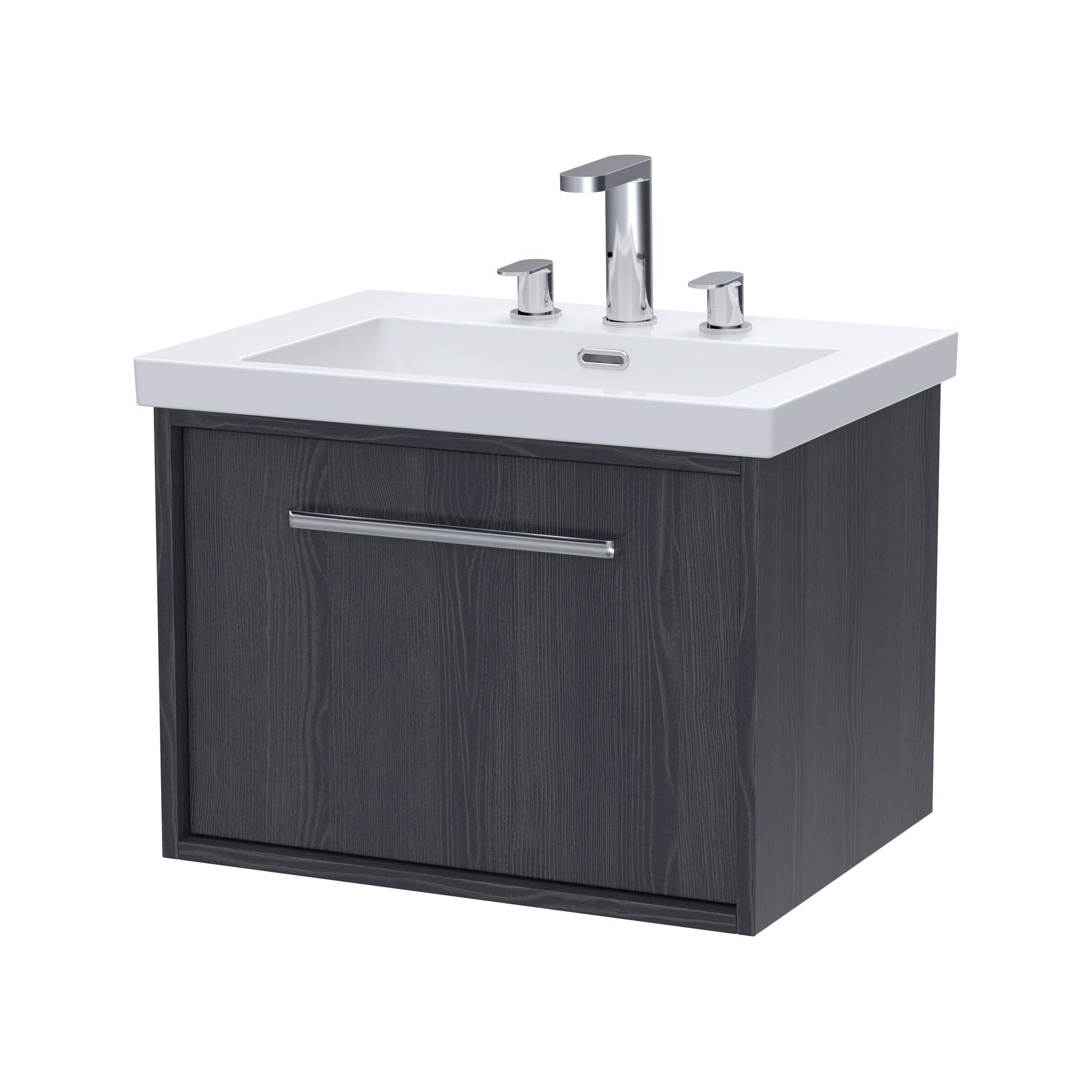 [BFRS2294M] Sturbridge Contemporary Wall Hung 1 Drawer Vanity Unit with 3 Tap Hole Fireclay Basin - Choice of Size and Colour - Cutout