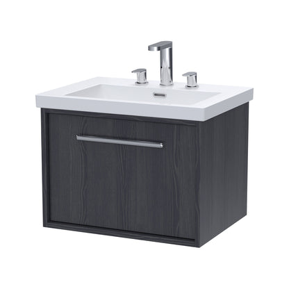 [BFRS2294M] Sturbridge Contemporary Wall Hung 1 Drawer Vanity Unit with 3 Tap Hole Fireclay Basin - Choice of Size and Colour - Cutout