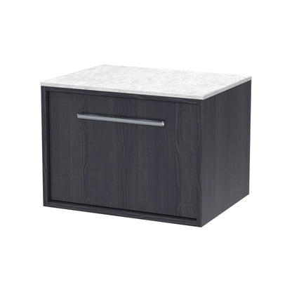 [BFRS2294WMT] Sturbridge Contemporary Wall Hung 1 Drawer Vanity Unit with White Marble Top - Choice of Size and Colour - Cutout