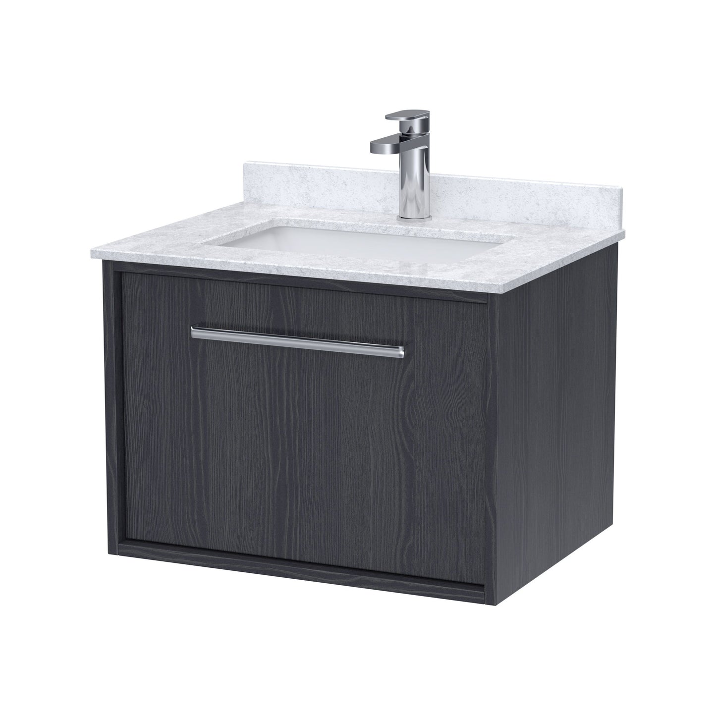 [BFRS2294WS1] Sturbridge Contemporary Wall Hung 1 Drawer Vanity Unit with Marble Top and Basin - Choice of Size and Colour - Cutout